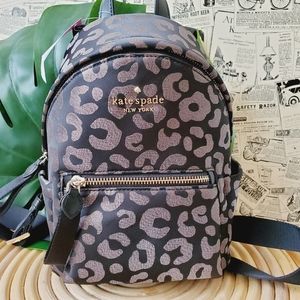 🆕 Kate spade Chelsea the little better mini backpack graphic leopard gold black